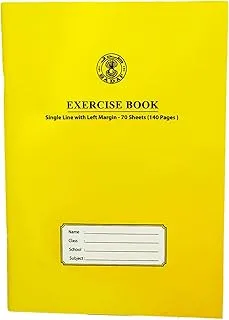 Sadaf Single Line 70 Sheets Exercise Book with Left Margin, A4 Size, Yellow