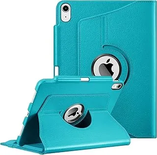 AWH Case for iPad Air 5th Generation (2022) / 4th Generation (2020) 10.9 Inch with Pencil Holder - 360 Degree Rotating Stand Cover with Auto Sleep/Wake (Light Blue)