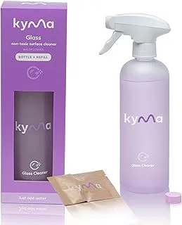 Kyma Glass Cleaner Single Kit, 1 Refillable Bottle + 1 Glass Refill, 500ml (Makes 1x 500ml Bottle of Glass Cleaner), Non-Toxic, Eco Friendly, Removes Dirt, Streak-Free, Cleans Powerfully