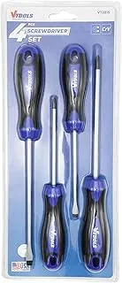 VTOOLS 4Pcs Screwdriver Set, 100-150mm Phillips and Slotted, Magnetic Tip With Non-Slip Comfortable Handle, CRV Steel Material, Perfect For Office, Home & Professional Use, Blue, VT2215