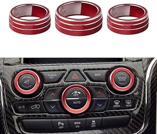 LECART for Jeep Grand Cherokee Interior AC Knob Covers Red Volume Knob Cover Auto Decoration Accessories Compatible for Jeep Grand Cherokee 2014 2015 2016 2017 2018 2019 2020 2021