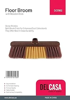 Delcasa DC3102 Floor Broom with Long Wooden Stick, Brown