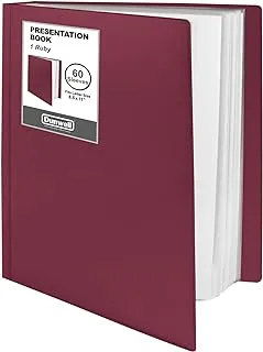 Dunwell Binder with Plastic Sleeves 60-Pocket (1 Pack, Ruby) - Presentation Book, 8.5 x 11 Portfolio Folder with Clear Sheet Protectors, Displays 120-Page Documents, Certificates, Important Papers