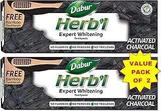 Dabur Herbal Activated Charcoal Toothpaste (2x150g) | Enriched with Activated Charcoal | For Healthy Gums & Strong Teeth | Value Pack