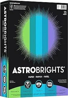 ورق ملون WAUSAU 20008 Astrobrights، مقاس 8.5 بوصة × 11 بوصة، 24 رطلاً / 89 جرامًا للمتر المربع، مجموعة متنوعة من 10 ألوان 