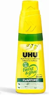 UHU Twist & Glue Renature 35 مل، لاصق متعدد الأغراض خالي من المذيبات في زجاجة بلاستيكية نباتية