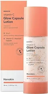 Hanskin Vitamin C Glow Capsule Face Moisturizer, Boost Radiance and Even Skin Tone, with Vitamin B and Niacinamide, Brightening Korean Skin Care, 2.7 fl oz.