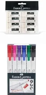 Faber-Castell Eraser Big Poly Bag Of 8Pc + Whiteboard Marker Slim Wallet Of 6Pc