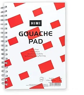 HIMI Gouache Pad 7X10''(98lb/160g) 50 Sheets Mix Paper Pad, Side Wire Bound, Fine Texture, in Gouache Acrylic Art Pad for Sketching, Ink Sketch Book, Art Supplies Drawing Pad Gift （Square）