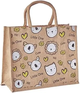 HomeBox Ron Hii Little One Print Jute Bag - 30x38x15 cm