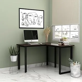 RIGID Modern L Shaped Computer Desk,Sturdy Office Desk Large Writing Study Table for Home Office Computer Desk with Extra Strong Legs- Table top walnut & Black Legs