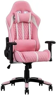 COOLBABY Gaming Chair Office Chair, Reclining High Back PU Leather Desk Chair with Headrest and Lumbar Support, Adjustable Swivel Video Game Chair, Ergonomic Racing Computer Gaming Chair (White Pink)