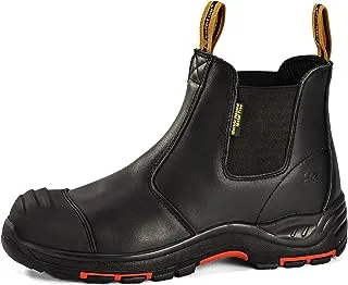 Safety Shoes [ASTM F2413] Lightweight Cow Leather Steel Toe Work Shoes for Heavy Duty Construction Work Wide Fit Non Slip