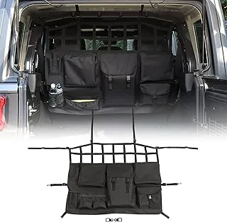 Rear Seat Cover Cargo Net Pet Dog Barrier, Trunk Organizer Storage Pouch Bags for 2007-2021 Jeep Wrangler JK JL (4-Door Only)