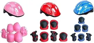 SportQ 7 Piece Skiing and Cycling Protective Pad Set for Kids - Elbow and Knee - Comfortable - Scooter, Skiing Wheels and Cycling (Red)