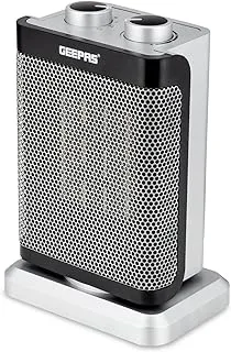 Geepas Ceramic Heater, Portable Electric Space Heater – Mini PTC Fan Heater for Desks & Tables with 2 Heat Settings 1000/1500W - Automatic Oscillation, Thermostat & Safety Cut-Off - 1500W, Silver