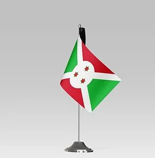 علم طاولة صغير الحجم BPA® BURUNDI FLAG مع حامل ديكور مكتبي أنيق (21 × 10 سم)