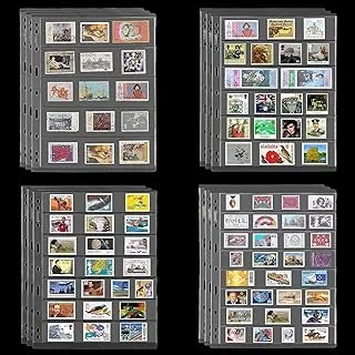 Stamp Collection Inserts - Collector Stamp Album 12 Sheets with 4 Mixed Sizes Single Side for Stamp Collection Binder Kit IS02MX112