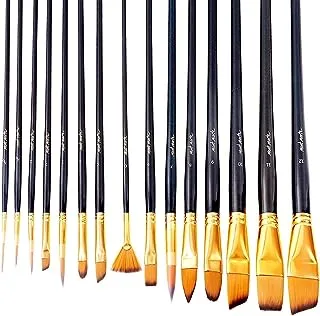 Mont Marte Art Paint Brushes Set, Great for Watercolor, Acrylic, Oil-15 Different Sizes Nice Gift for Artists, Adults & Kids