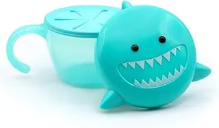 melii Snack Container for Kids - Shark Design Mess Free, Adaptable, and Easy to Hold with Removable Finger Trap - Perfect for Independent Snacking, Travel - BPA Free and Dishwasher Safe