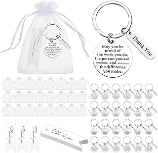 24 Pcs Employee Appreciation Gifts Thank You Gifts Graduation Gifts White Organza Bags with Thank You Cards for Coworker Office Nurse Day Teacher, White, M