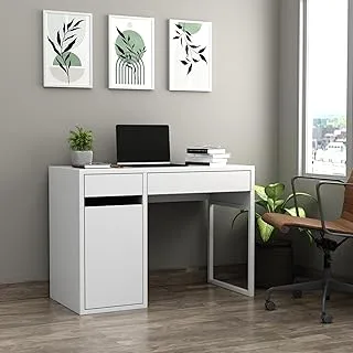 RIGID Computer Desk with Two Drawers and 2 Adjustable Shelves File Cabinet | Wooden Study Table for Home Office