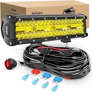 Nilight 12Inch Amber LED Light Bar 240W Triple Row Spot Flood Combo Led Off Road Lights for Truck Car ATV SUV Cabin Boat with 16AWG Wiring Harness Kit, 2 Years Warranty