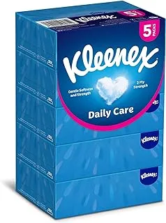 Kleenex Daily Care Facial Tissue - Pack Of 5 Boxes, 150 Sheets X 2 Ply