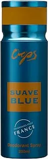 أوبس مزيل العرق سبراي - Suave Blue | تركيبة منعشة من الفلفل الحار وخشب العنبر والزهور والفانيليا للرجال | 200 مل | صنع في دولة الإمارات العربية المتحدة