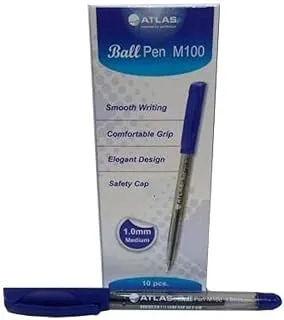 Atlas Ball Pen 10-Pieces Set, 1.0 mm Medium Tip Size, Blue