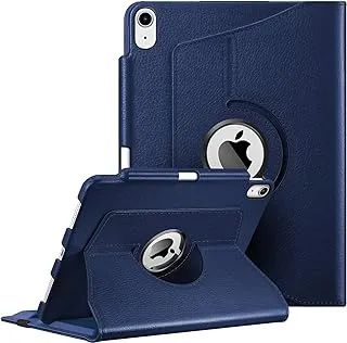 AWH Case for iPad Air 5th Generation (2022) / 4th Generation (2020) 10.9 Inch with Pencil Holder - 360 Degree Rotating Stand Cover with Auto Sleep/Wake (Navy Blue)