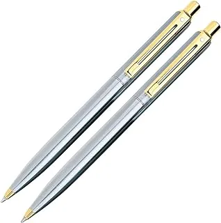 مجموعة أقلام الرصاص الميكانيكية Sheaffer Sentinel Ballpoint كروم - زخرفة ذهبية