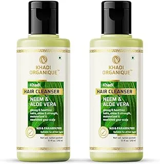 Khadi Organique Neem & Aloevera Hair Cleanser Shampoo, Paraben-free - Pack Of 2(420ML)