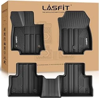 سجادات أرضية LASFIT تناسب 2019-2024 Toyota RAV4 (ليست للهجين أو Prime)، بطانات أرضية السيارة مناسبة لجميع الأحوال الجوية للصف الأول والثاني، أسود