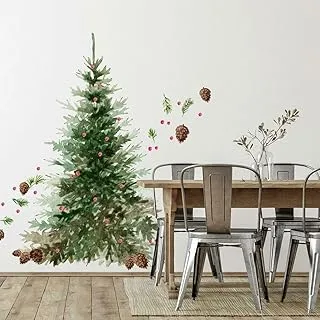 BPA® Water color Evergreen Christmas Tree Giant Peel and Stick Wall Decals