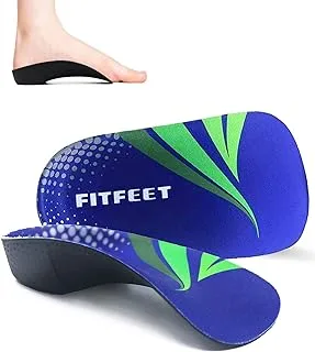 (متوسط ​​(6-9.5 UK)) - نعال داخلية لتقويم العظام، نعال داخلية لدعم قوس القدم العالي 3/4 من FITFEET للقدم المسطحة، والتهاب اللفافة الأخمصية، وتقوس القدم، وتعب القدمين - وسادة الكعب للرجال والنساء - للمشي والجري...