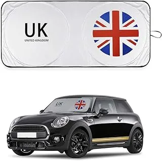 Mini Cooper Union Jack Windshield Sunshade Compatible with Mini Cooper Clubman Countryman Union Jack Accessories Blocks UV Rays Keep Vehicle Cool (Red)