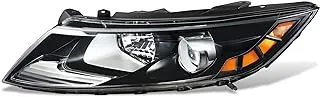 DNA MOTORING Left OE Style Projector Headlight Compatible with 11-13 Kia Optima,Black Housing/Clear Lens/Amber Reflector,OEM-HL-0172-L