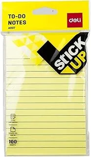 Deli Stick Up Sticky Notes 6'' × 4'' Lined 100 Sheets/Pad 24 Pads/Pack Yellow