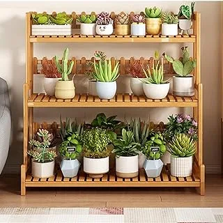 Vital 3 Tier Bamboo Plant Stand Widen Flower Pot Stand Display Rack for Indoor Outdoor Garden Greenhouse Patio Natural - VI-Self-11