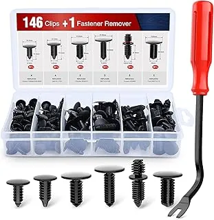 Nilight 146PCS Automotive Christmas Tree Clips Assortment -6 Most Common Sizes Universal Auto Body Shield Retainer Fastener Clip with Fasteners Remover, Replacement for GM Ford Honda Chrysler