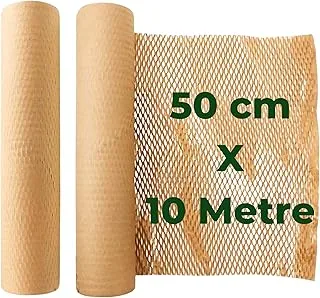 Honeycomb Packaging Wrap Paper [50 CM x 10 Metres] Wrapping Paper Roll, Thick Stress Proof Wrap for Packing Gifts, Eco Friendly Brown Paper Roll For Moving, Packaging And Shipping