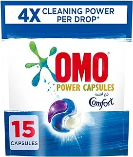 OMO 3-in-1 Power Capsules, with Touch of Comfort, for 4x cleaning power, 15 Pods (390g)