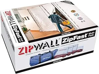 Zipwall ZFMP-PK4 عبوات متعددة من ألواح ZipFast القابلة لإعادة الاستخدام لحواجز الغبار (4 عبوات) حاجز قابل لإعادة الاستخدام، 4 عبوات