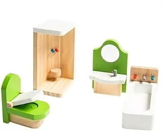 Smiki 6247740 Wooden Bathroom Furniture for Dolls Set