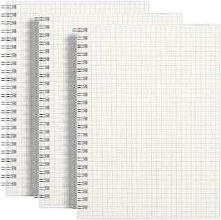 RETTACY Spiral Graph Notebooks 3 Pack - A5 Small Notebooks with Graph Pages,480 Pages Total,100gsm Thick Graph Paper,5.7