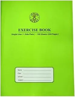 Sadaf Single Line with One Side Plain Exercise Book, 200 Pages, A5 Size, Green