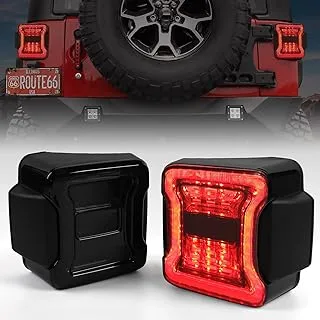 مصابيح خلفية LED DKMGHT لسيارة Jeep Wrangler JK JKU 2007-2018، [معتمدة من DOT] [عدسة مدخنة] [Plug n Play] ملحقات Jeep JK (ترقية JK JL oem)