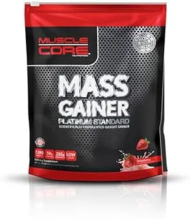 Muscle Core Mass Gainer Platinum Standard I Scientifically Formulated Weight Gainer I Strawberry Flavour I 12LB