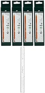 Faber-Castell Pencil With Eraser Tip 12Pcx4 Box + Plastic Slim Ruler 12-Inch